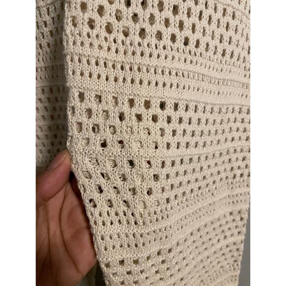 Sincerely Jules Women Pants Medium Cream Crochet Sheer Flare Festival Boho Beach - Picture 2 of 9